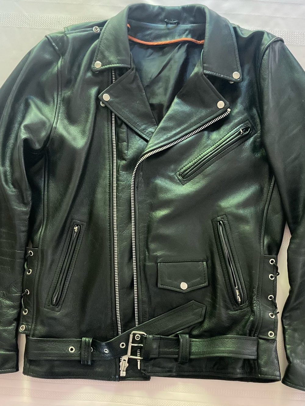 Men's Black Leather Biker Jacket - Classic Moto Style